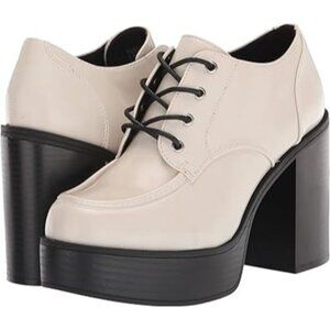 Madden Girl Women's Rileyy Platform Lace-up Oxfords Loafer Bone Size 7
